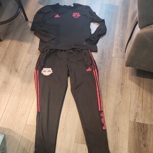 Adidas Soccer Suit Black Tracksuit with Red Bull  Details
